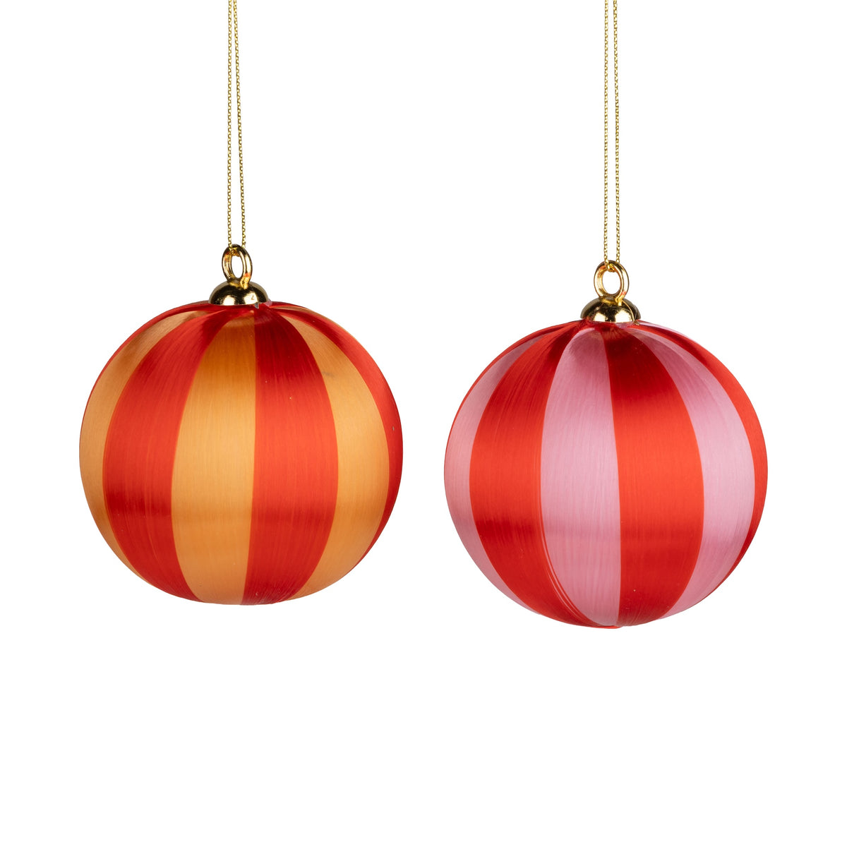 Striped Silk Covered Plastic Ball Ornament
