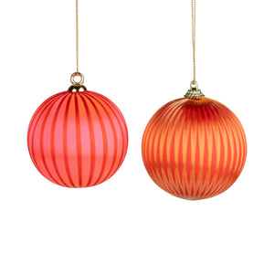 Striped Silk Covered Plastic Ball Ornament