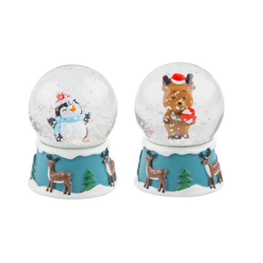 Mini Snow Globe - Blue, 2.5"