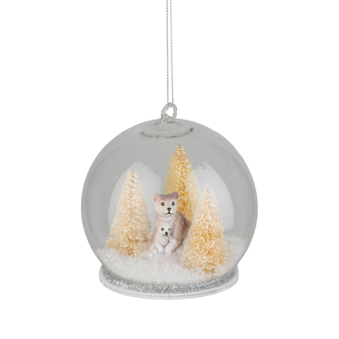 Forest & Bear Scene in Globe - Glass Ornament