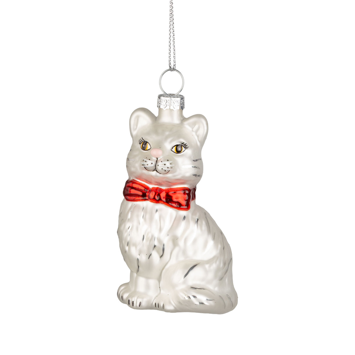 Cat With Bow Tie - Glass Ornament