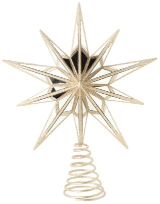 Mirror Star Tree Topper Champagne Gold With Glitter