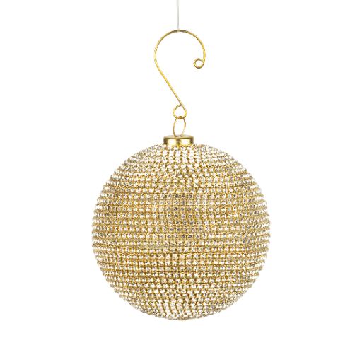 Diamante Wrapped Ball In Gold - 3" Ornament