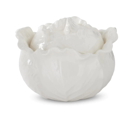white cabbage bowl with lid