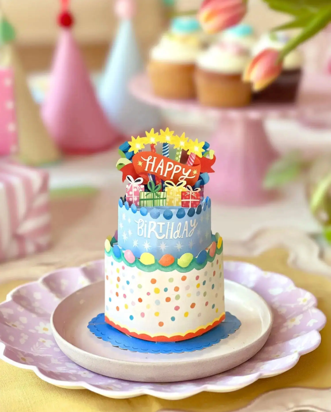 Mini Confetti Birthday Cake Pop-Up Card