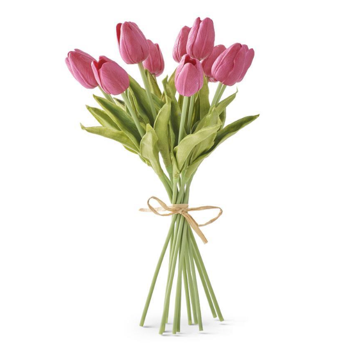 artificial real touch fuschia tulip bouquet