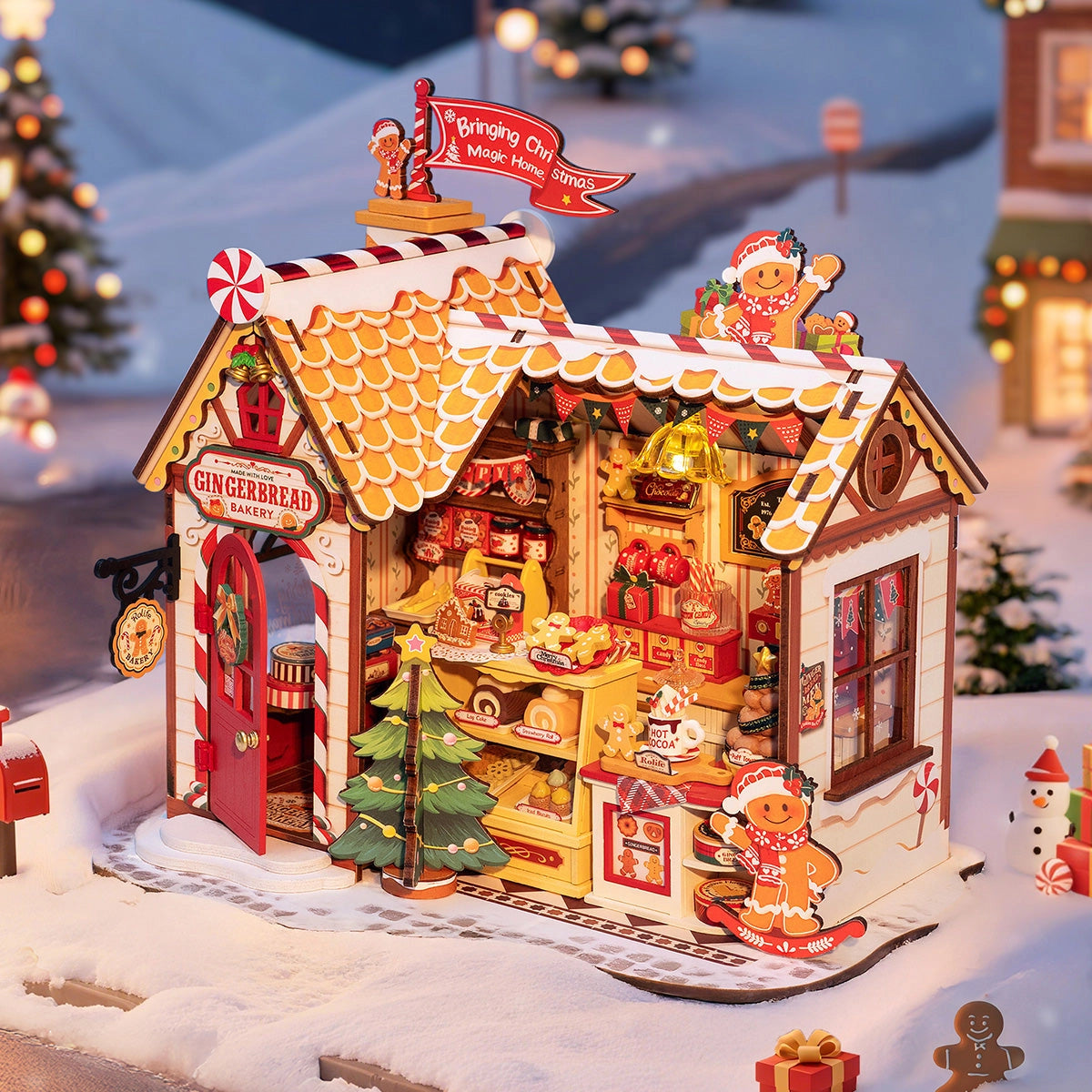 Gingerbread House Christmas Scene - DIY Miniature Kit