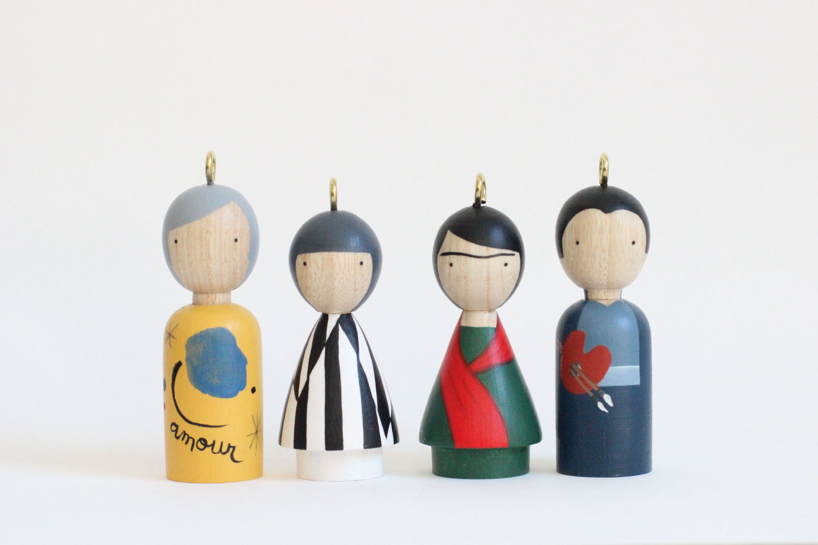 Hispanic Artists Wood Ornaments (set of 4)