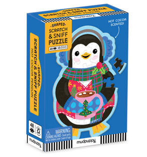 Hot Cocoa Penguin 48 Piece Scratch and Sniff Shaped Mini Puzzle