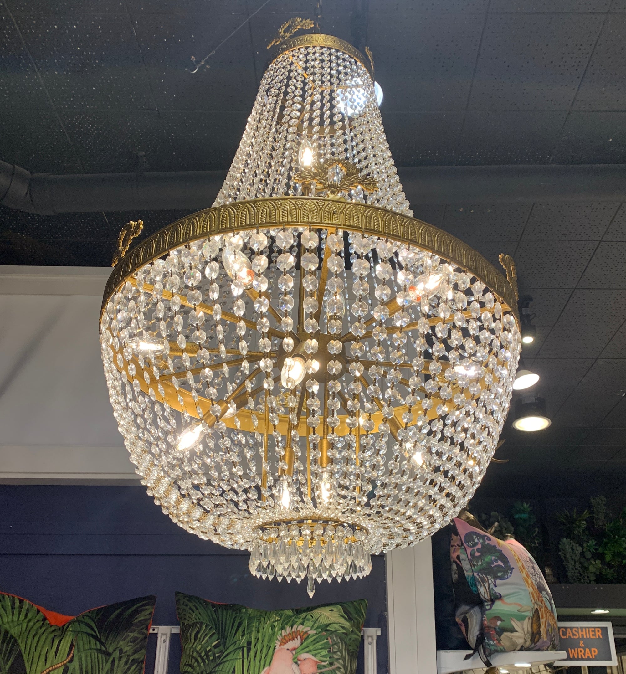 Vintage french empire crystal chandelier at Kendall and Co.