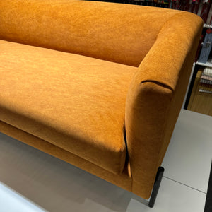 custom sofa in burnt orange stain resistant fabric