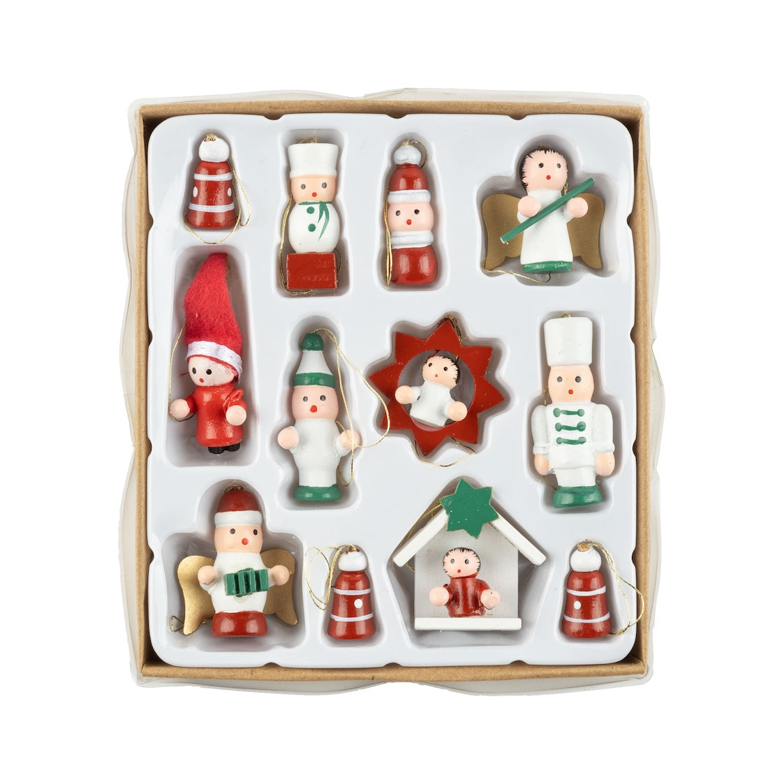 12 Vintage Wooden Ornaments