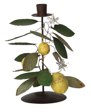 Toleware Lemons Vintage Candleholder