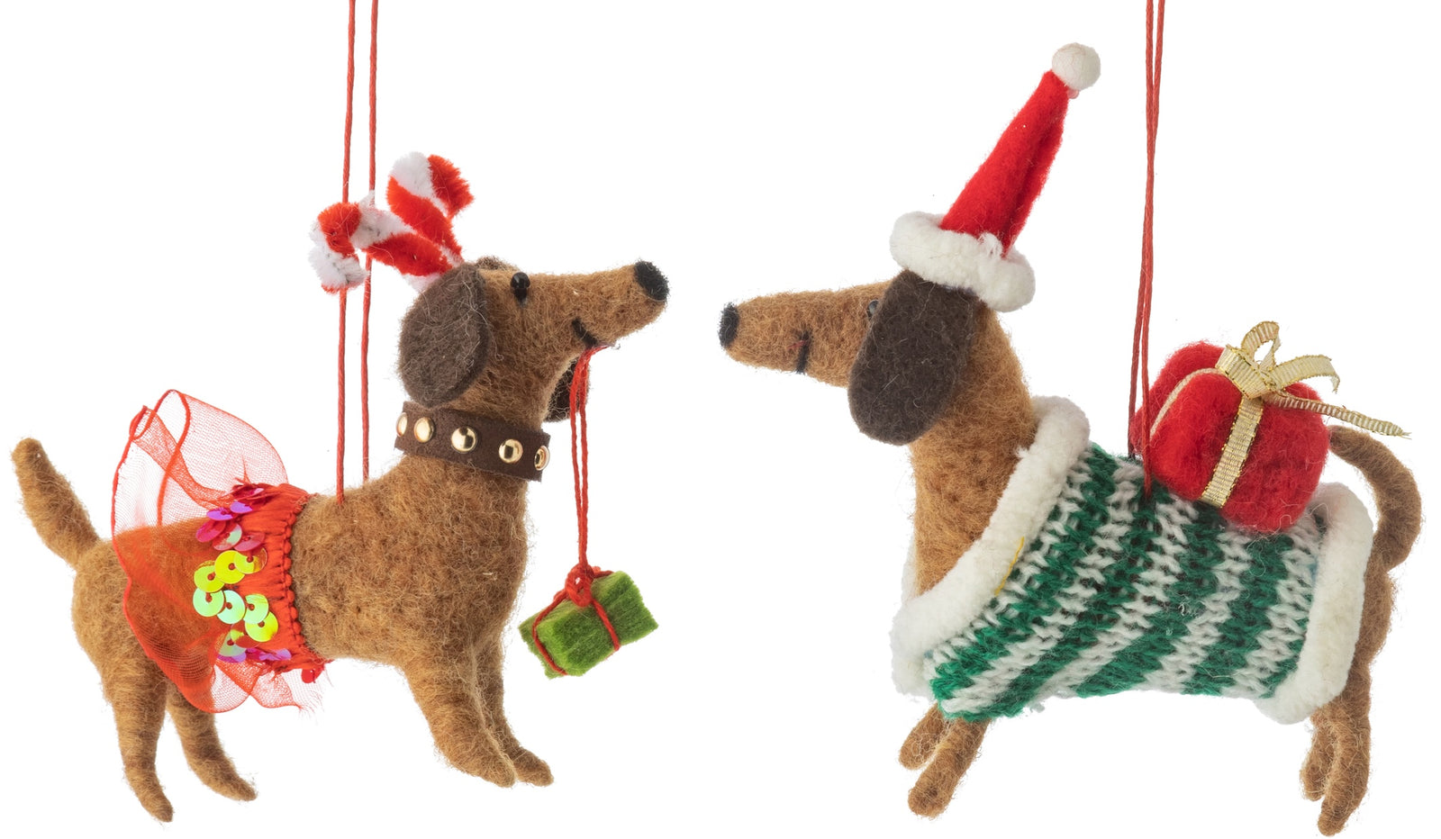 Felt Christmas Dogs Ornaments
