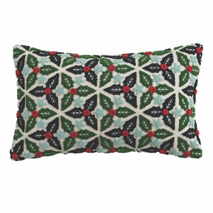 Holly Embroidered Lumbar Pillow