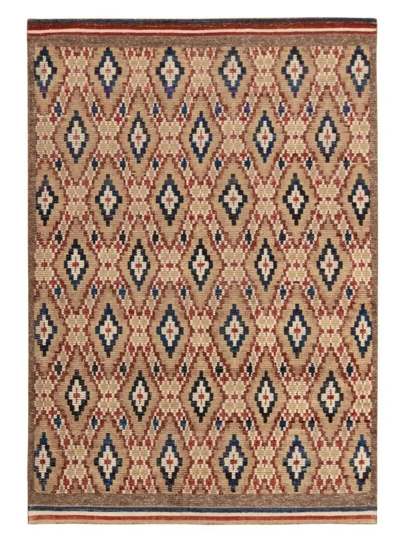 Red / Blue Moroccan Rug - Diamonds