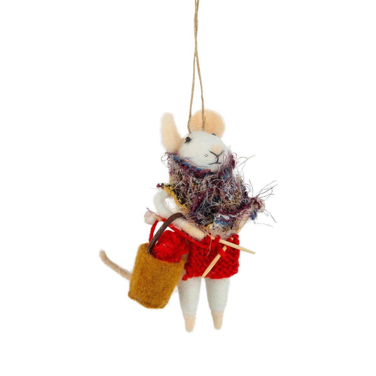Knitting Mouse Ornament