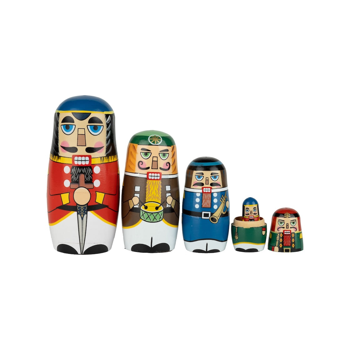 Traditional Wood Nutcracker Nesting Dolls