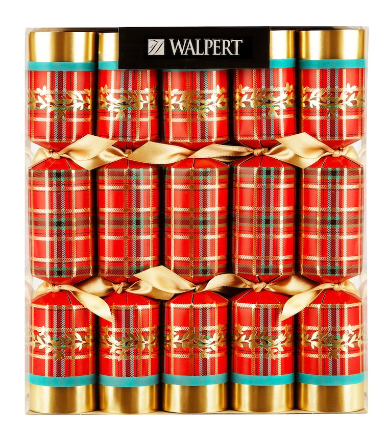 Plaid With Gold Leaves Christmas Crackers