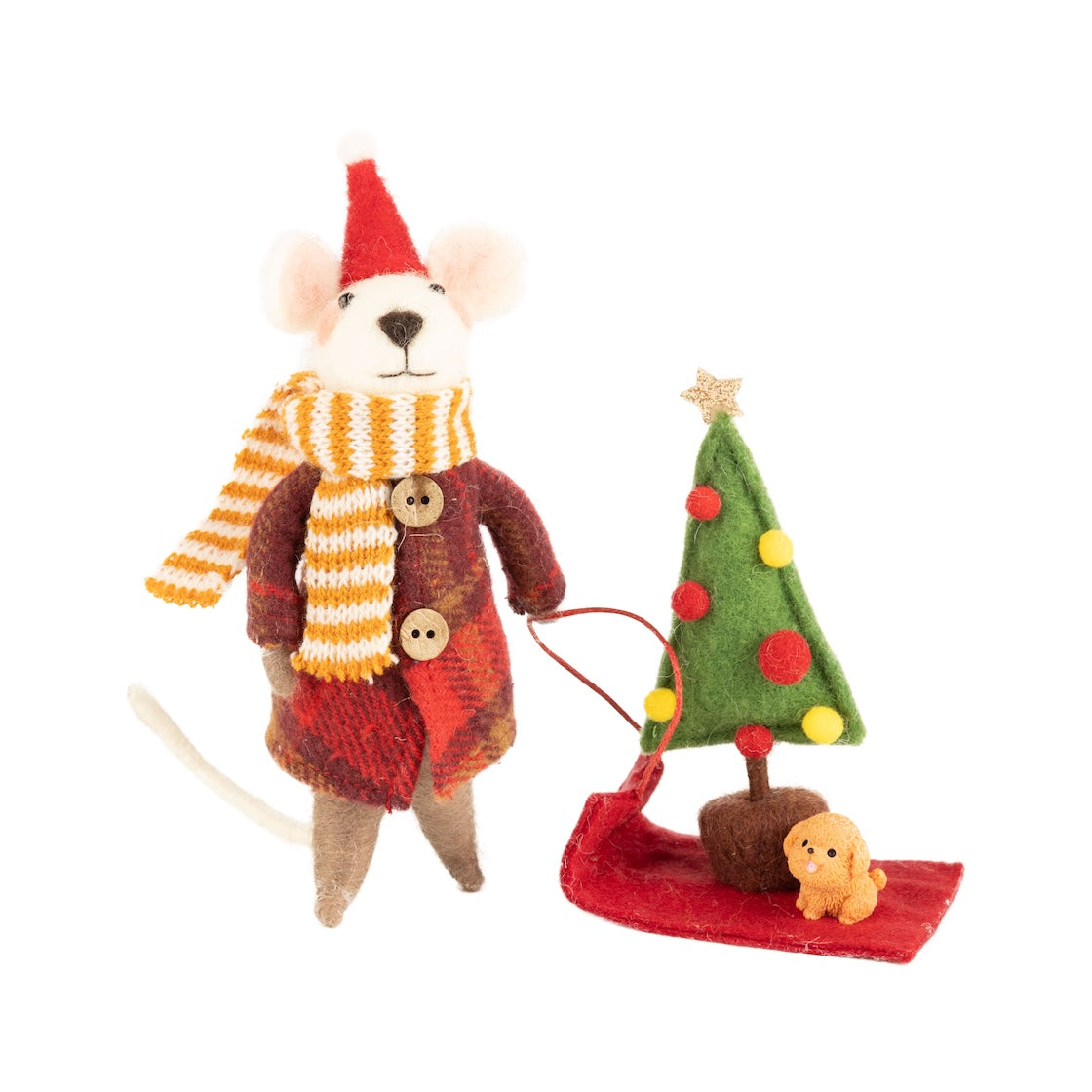 Felt Sled Mouse Ornament