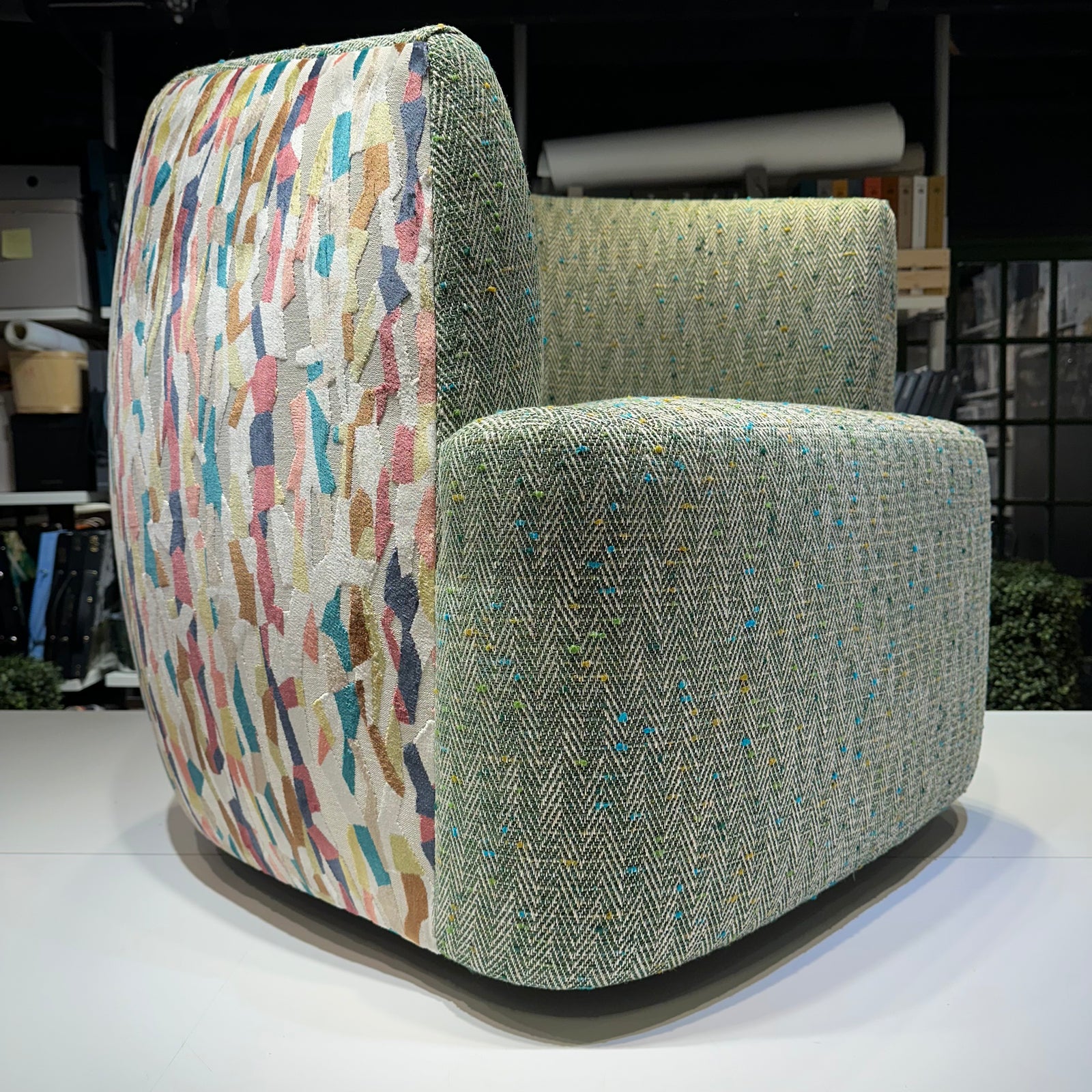 Tofino in Chevron Tweed with Cut Velvet