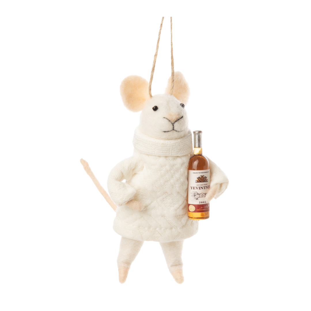White Wine Mouse Ornament