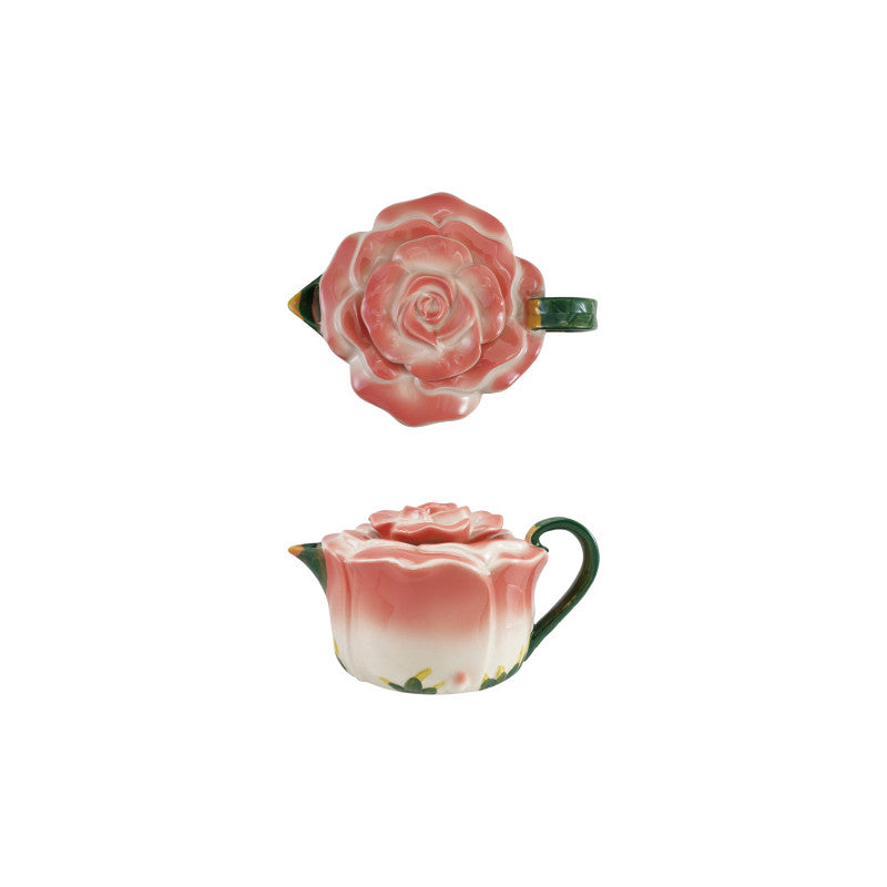 Stoneware Rose Teapot