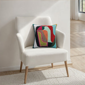 Abstract Embroidered Pillow