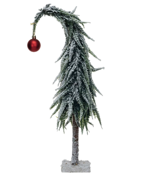 Faux Evergreen Tree w/ Red Ball Ornament