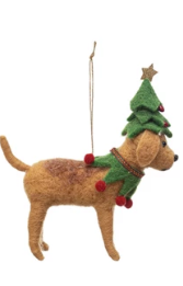 Wool Felt Dog in Holiday Outfit Ornament 2