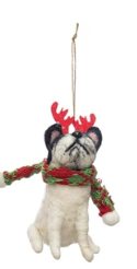 Wool Felt Dog in Holiday Outfit Ornament 3