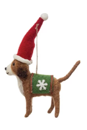 Wool Felt Dog in Holiday Outfit Ornament 4