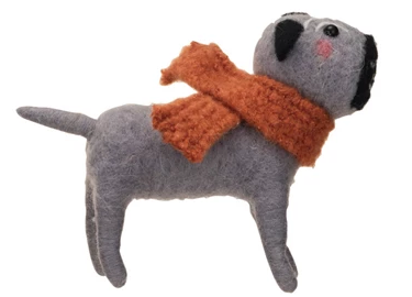 Felt Christmas Dog With Orange Scarf