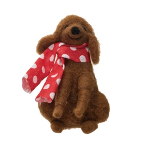 Wool Felt Christmas Dog With Scarf