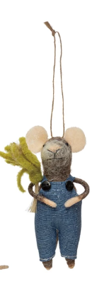 Wool Felt Mouse Ornament, Multi Color