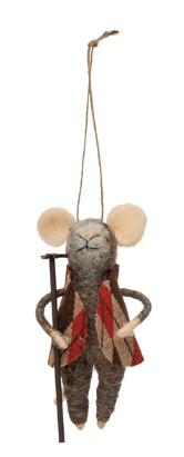 Wool Felt Mouse Ornament, Multi Color