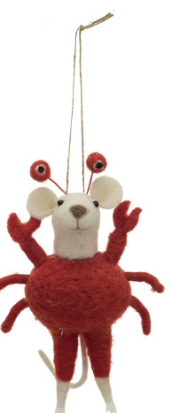 Felt Mouse in Crab Costume Ornament