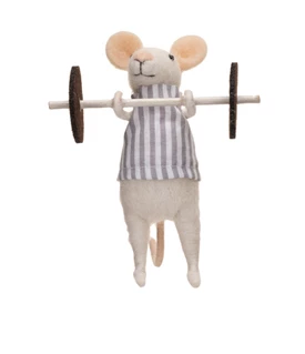 Wool Felt Mouse in Exercise Outfit