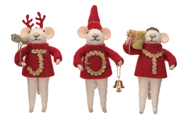 Wool Felt Mouse in Sweater "JOY", Set of 3