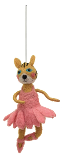 Handmade Wool Felt Tiger in Tutu Ornament