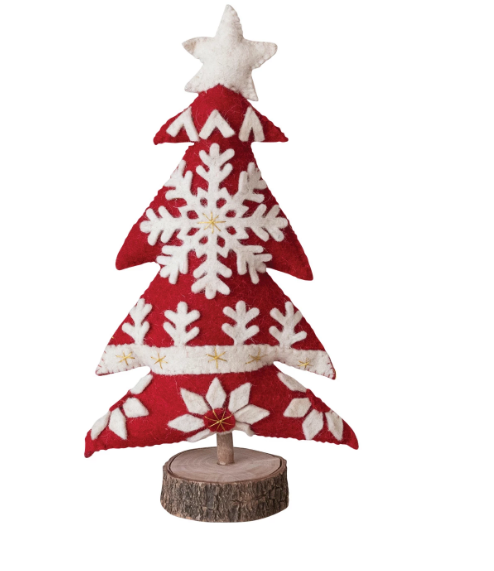 Handmade Wool Felt Christmas Tree w/ White Star