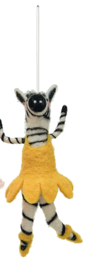 Handmade Wool Felt Zebra in Tutu Ornament