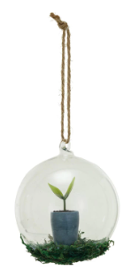 Glass Ball Ornament w/ Garden Starts Sprout & Moss 2