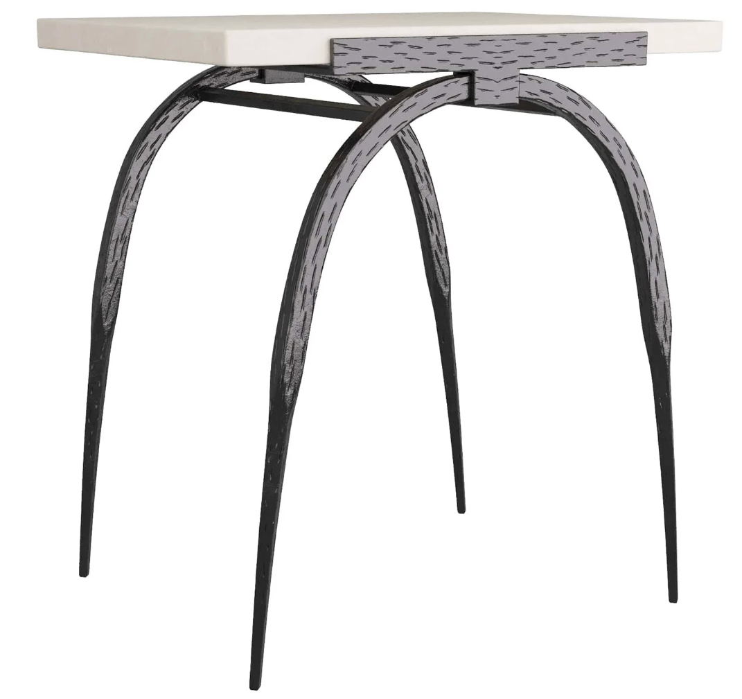 Marble Table With Hand Forged Iron Base