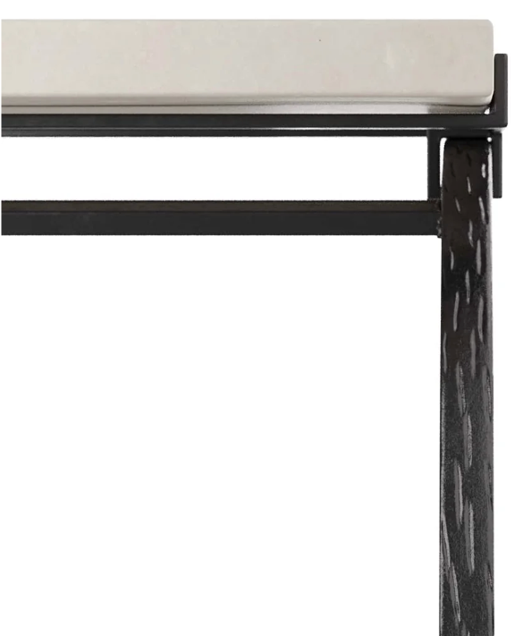 Marble Table With Hand Forged Iron Base