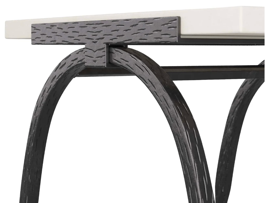 Marble Table With Hand Forged Iron Base