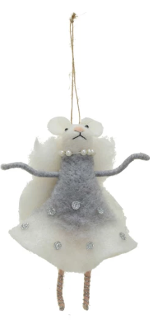 Handmade Wool Felt Purple Ballerina Mouse Ornament