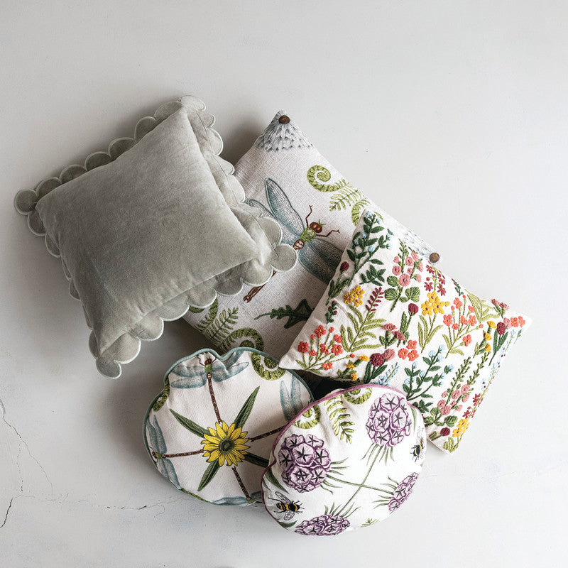 Embroidered Flower Pillow