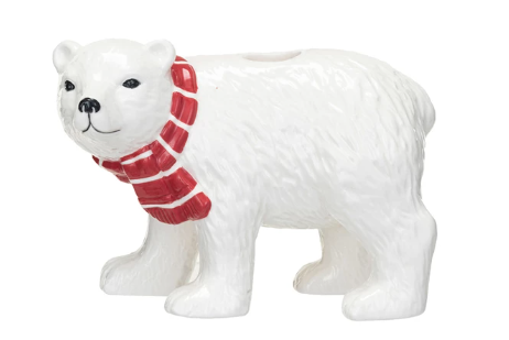 Stoneware Polar Bear Taper Holder