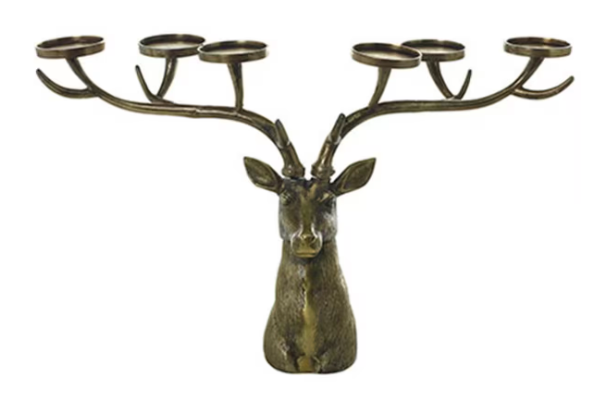 Brass Stag 6 Pillar Candleholder